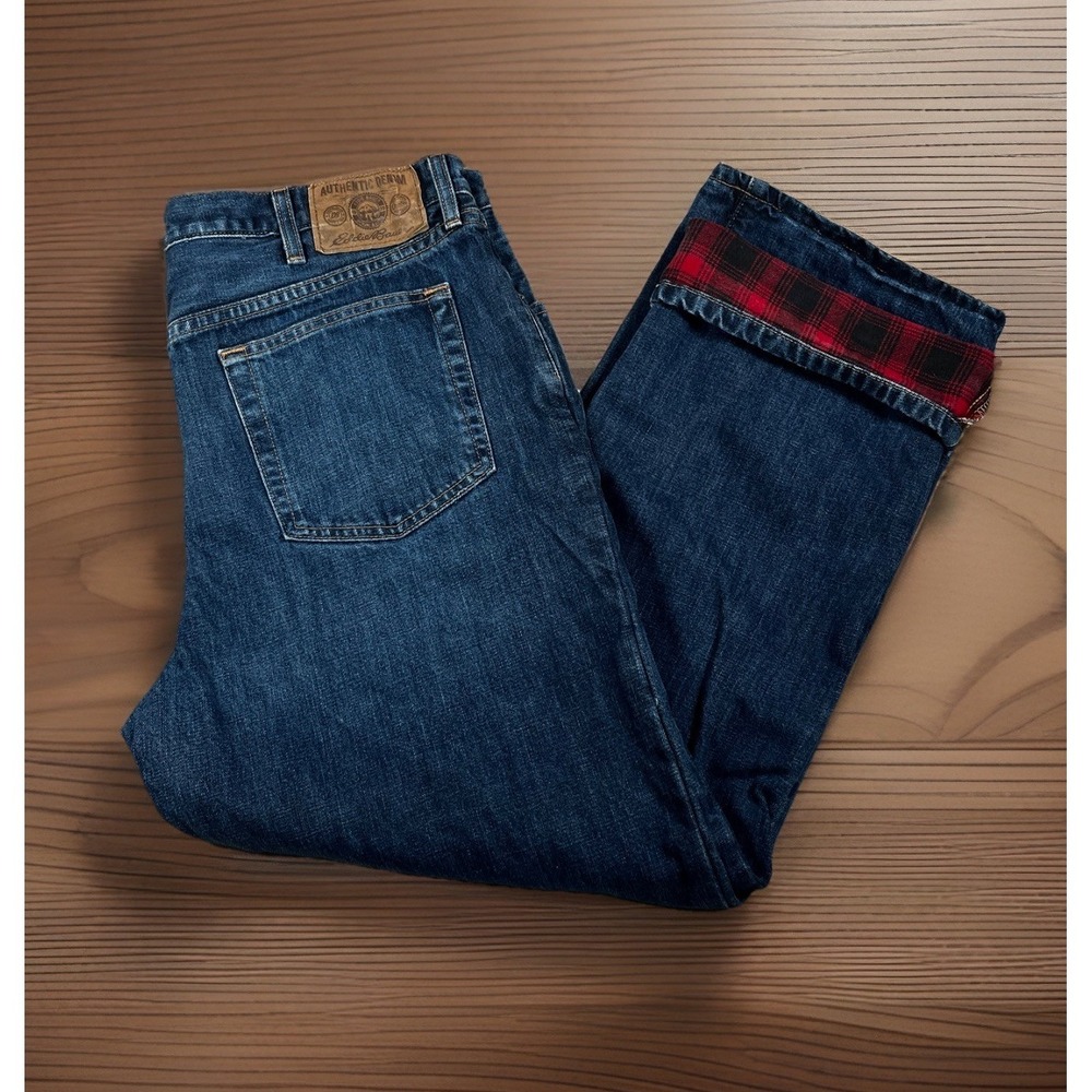 Eddie Bauer Flannel Lined Jeans Men's 38x30 Relaxed Fit Medium‎ Wash Denim Warm